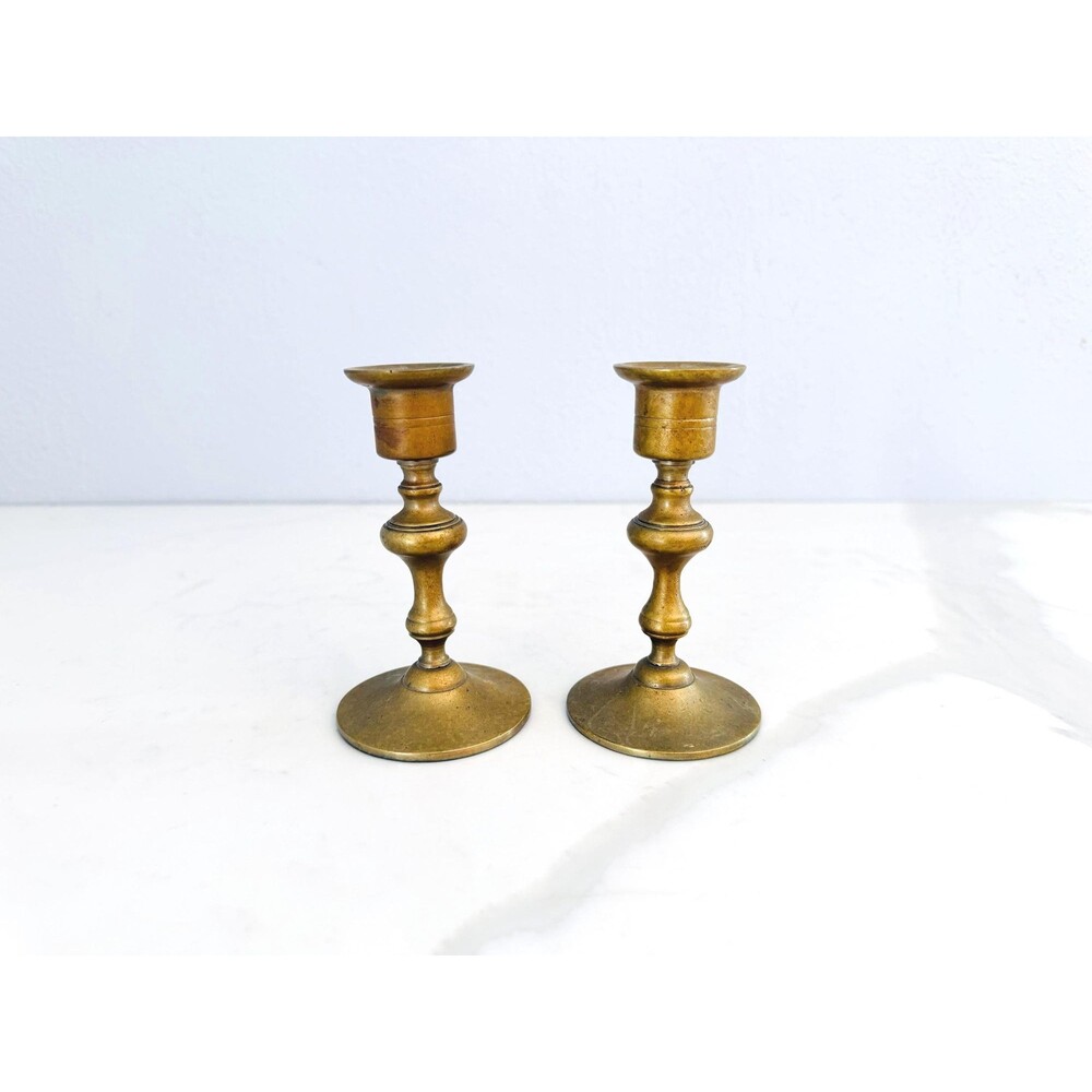 Vintage Solid Brass Pair Candle Holders Set of 2 - Original Tag - Candlesticks
